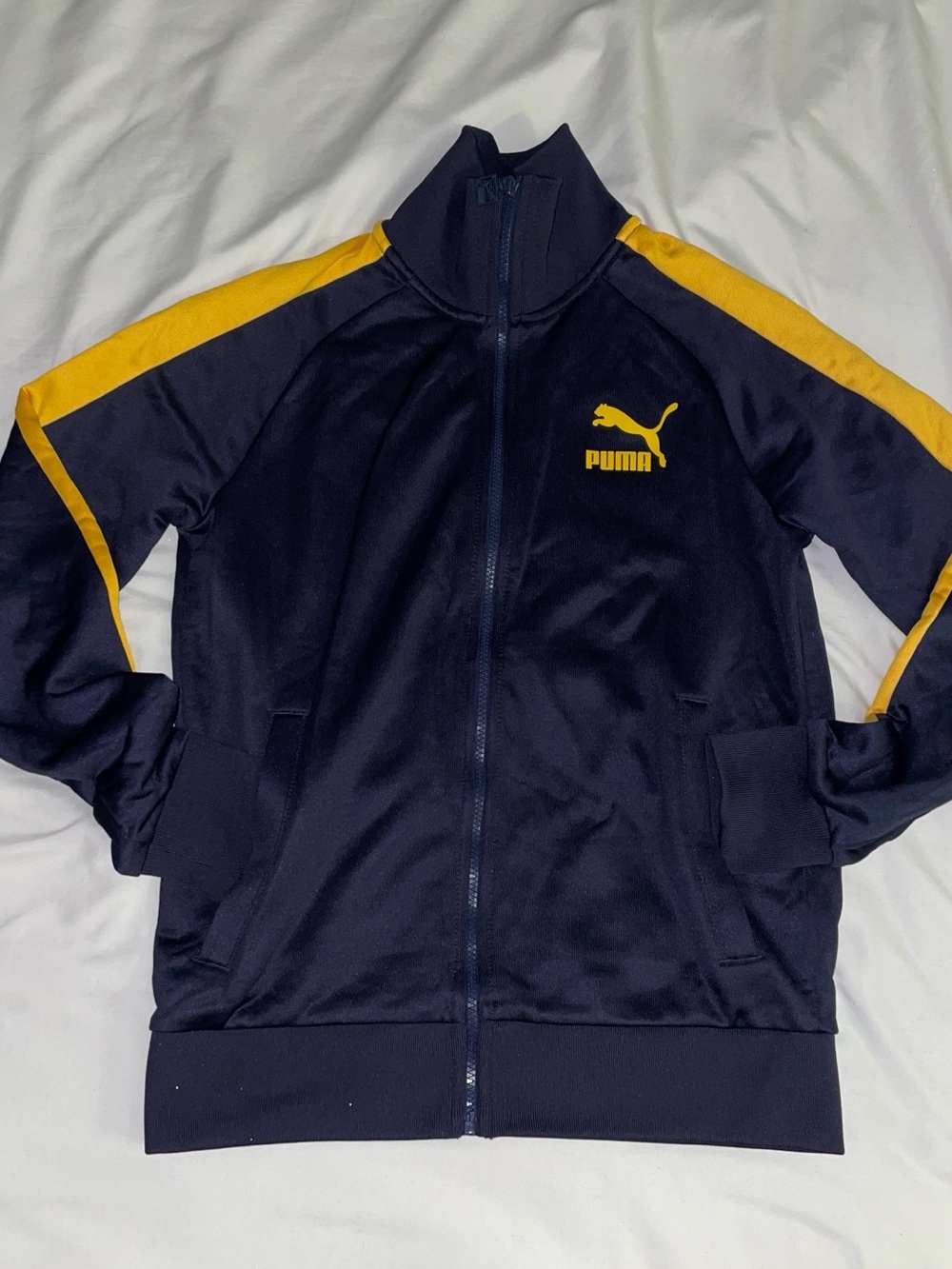 Puma Navy and Yellow Women's Track Jacket